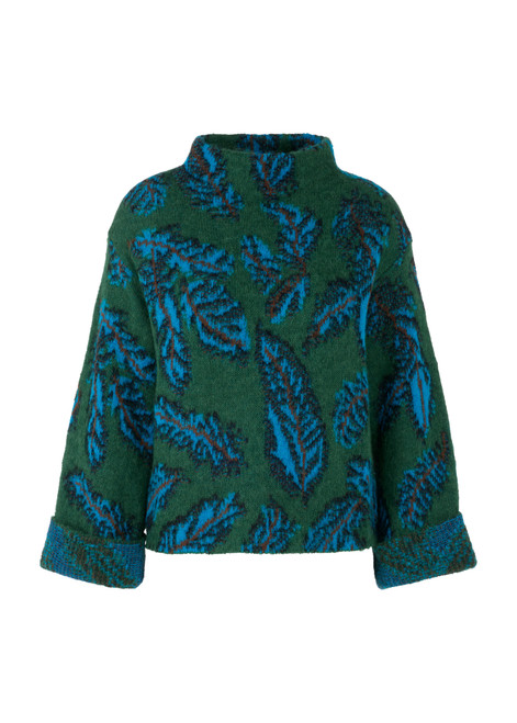 MARC CAIN COLLECTIONS Dark Jade Green Knitted In Germany Jacquard Jumper | ZC 41.43 M63