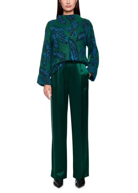 MARC CAIN COLLECTIONS Dark Jade Green Knitted In Germany Jacquard Jumper | ZC 41.43 M63