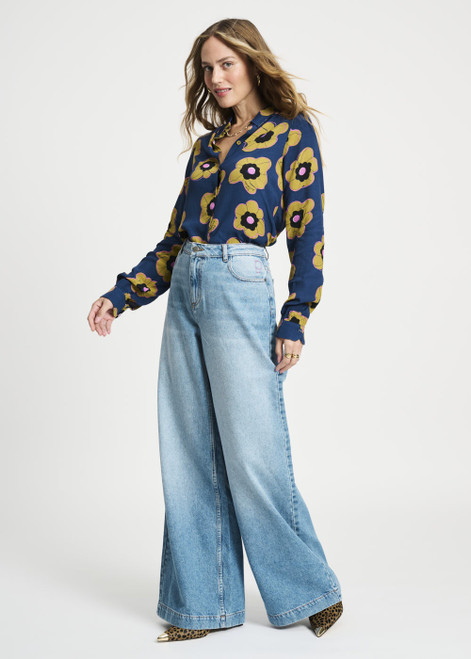 POM AMSTERDAM Blue Blouse - Mila Fleurs Parfaites | SP9256