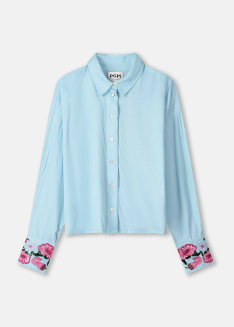 POM AMSTERDAM Blue Blouse - Sky Blue Melange | SP9283