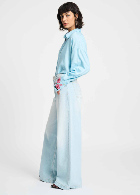 POM AMSTERDAM Blue Blouse - Sky Blue Melange | SP9283