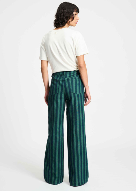 POM AMSTERDAM Green Jeans - Denim Striped | SP9305