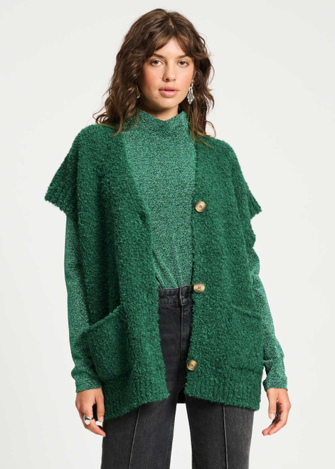 POM AMSTERDAM Green Cardigan - Pine Green | SP9316