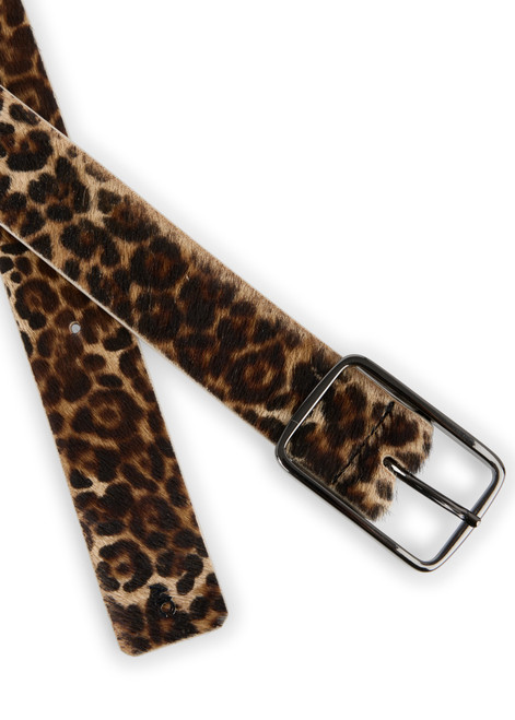 MARC CAIN SPORTS Milk Coffee Leather Belt With Leopard Print | ZS G1.05 L41