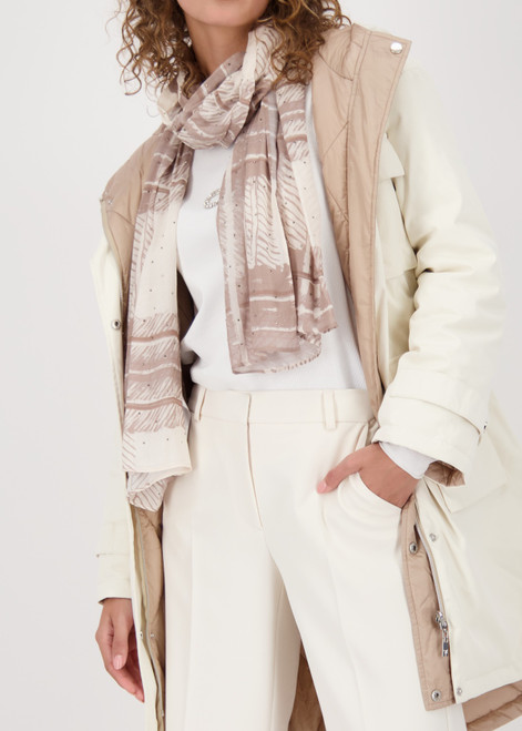 MONARI Brown Check Scarf With Rhinestones | 809159