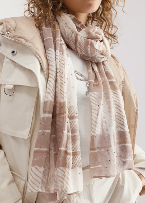 MONARI Brown Check Scarf With Rhinestones | 809159