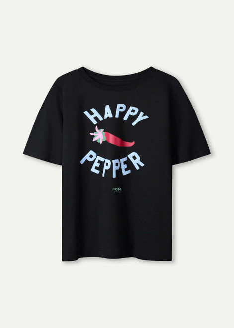 POM AMSTERDAM Black Tshirt - Garden Pepper | SP9271