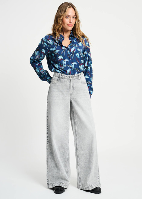 POM AMSTERDAM Grey Jeans - Baggy Wide Leg Grey | SP9306