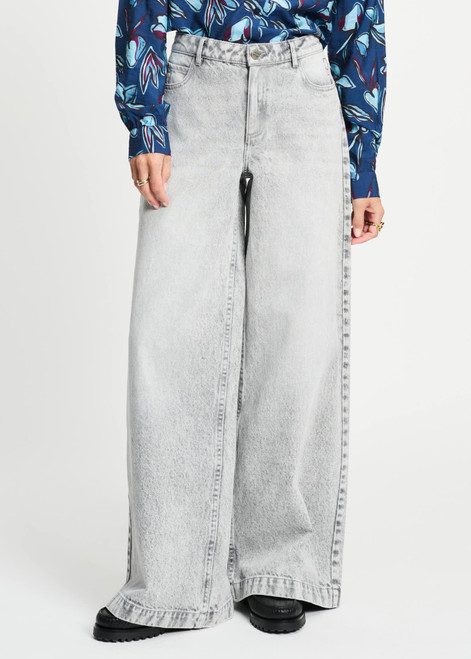 POM AMSTERDAM Grey Jeans - Baggy Wide Leg Grey | SP9306