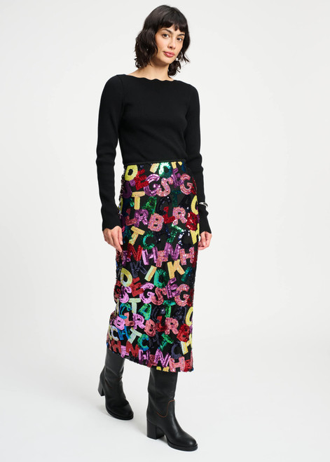POM AMSTERDAM Multi Colour Skirt - Splashing Letters | SP9387