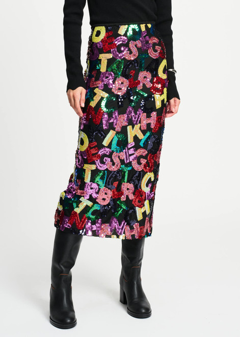 POM AMSTERDAM Multi Colour Skirt - Splashing Letters | SP9387