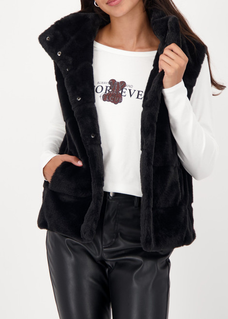 MONARI Black Fluffy Vest | 809280
