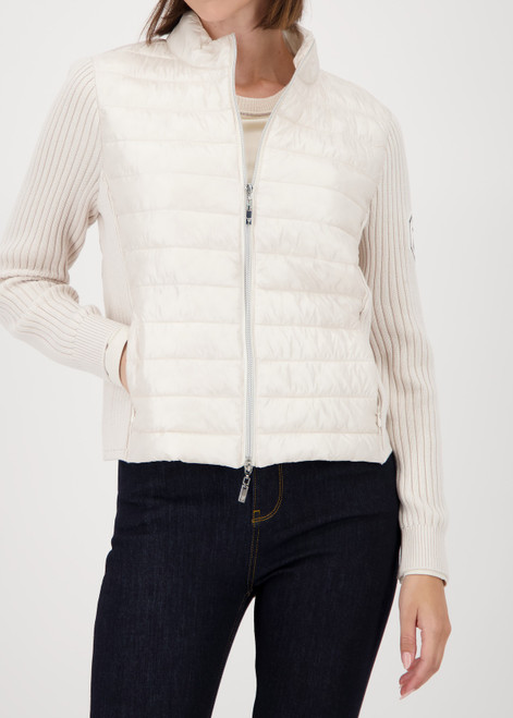 MONARI Beige Quilted Jacket With Knitted Sleeves | 809294