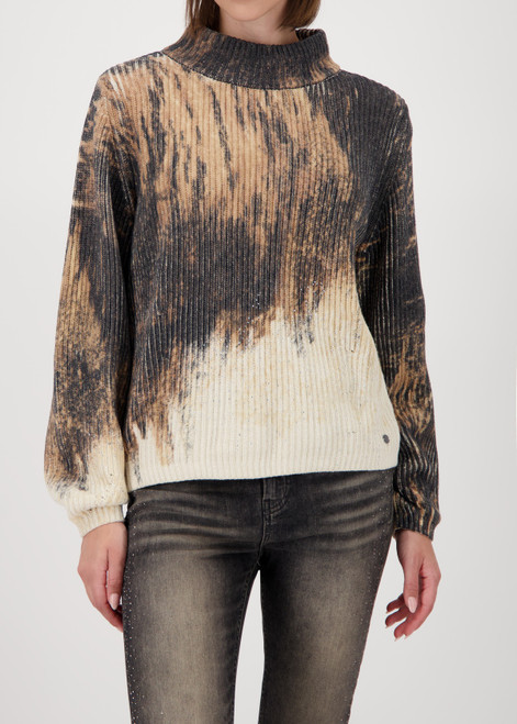 MONARI Brown Knitted Jumper With Gradient Print | 809457