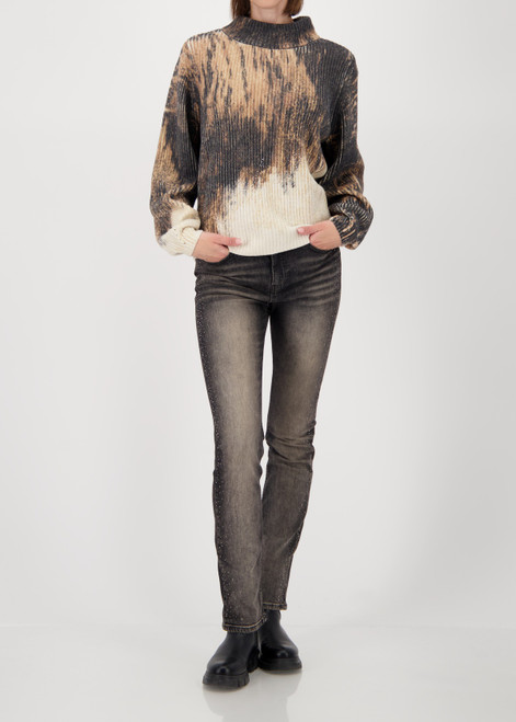 MONARI Brown Knitted Jumper With Gradient Print | 809457