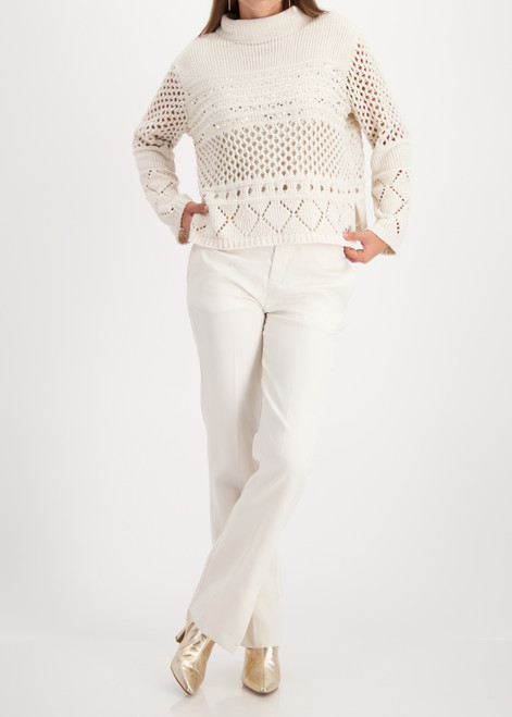 MONARI Beige Knitted Jumper With Ajour Pattern | 809498
