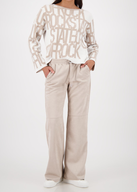 MONARI Beige Sweater With Text Pattern | 809499