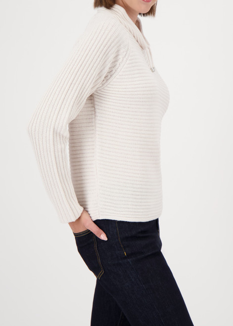 MONARI Beige Knitted Jumper With Stand Up Collar | 809512