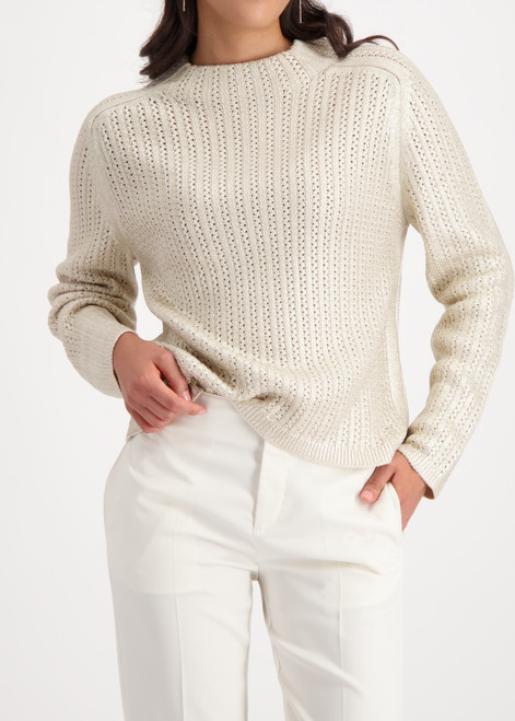 MONARI Beige Knitted Sweater With Glossy Print | 809522