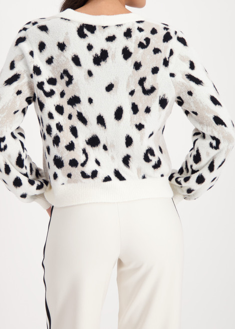 MONARI White Fluffy Cardigan With Leopard Pattern | 809524