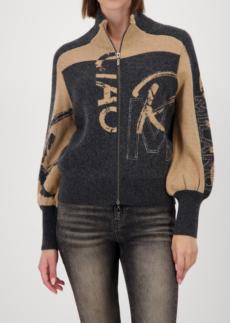 MONARI Gray Cardigan With Rhinestones | 809555
