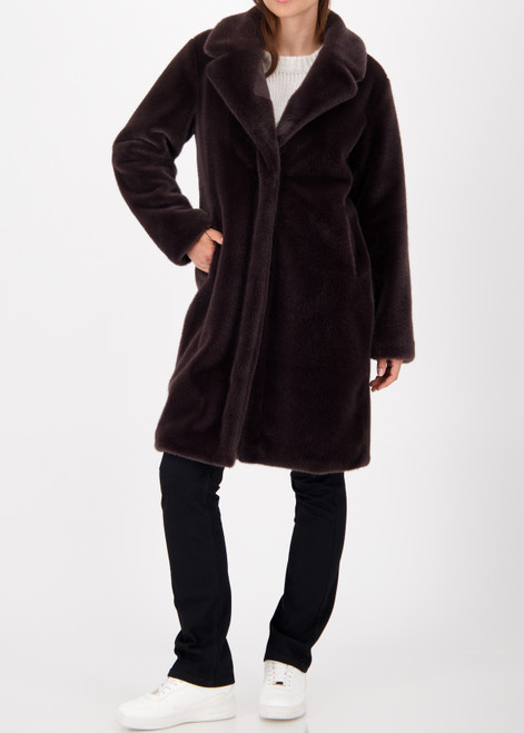 MONARI Brown Fluffy Fake Fur Coat | 809573