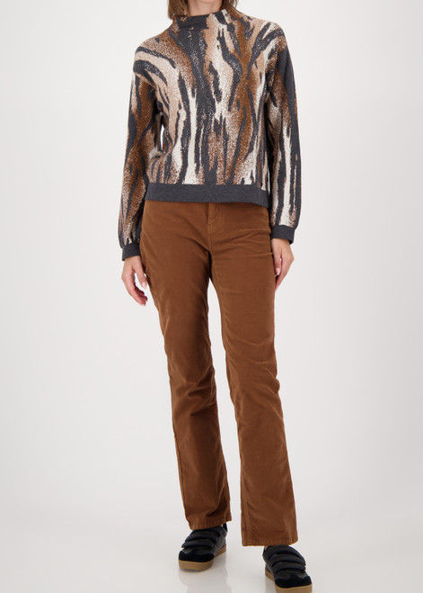 MONARI Gray Knitted Jumper With Tiger Pattern | 809689