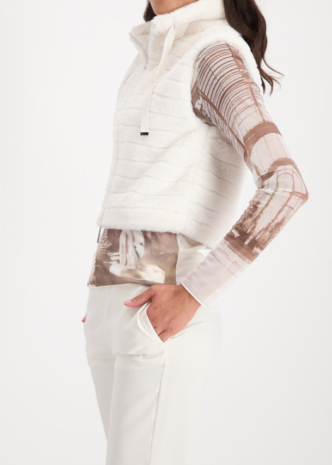 MONARI Beige Striped Fur Vest | 809278