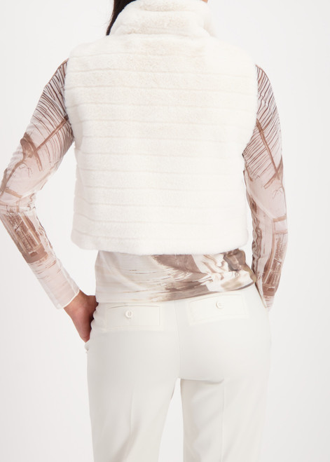 MONARI Beige Striped Fur Vest | 809278