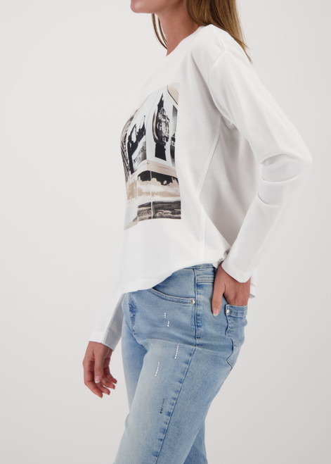 MONARI White Long-Sleeve Shirt With City Print | 809380