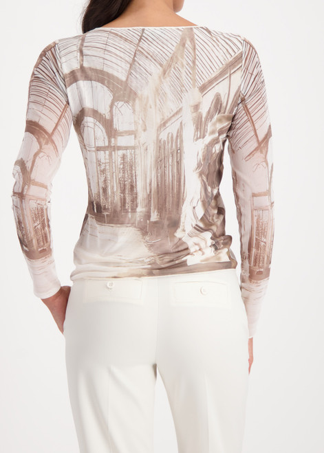 MONARI Beige Long Sleeve Shirt With Gallery Print | 809384