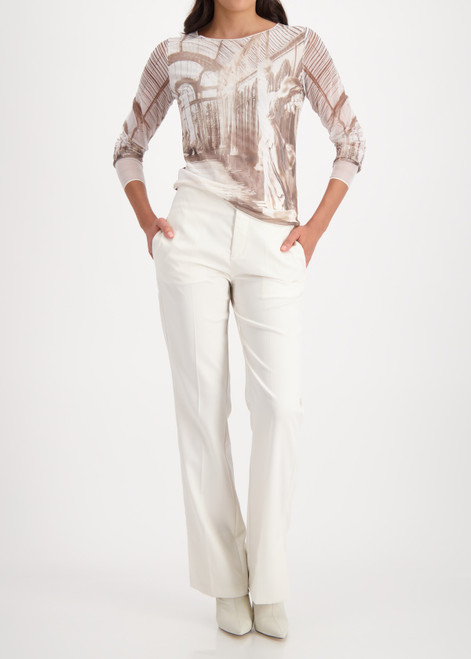 MONARI Beige Long Sleeve Shirt With Gallery Print | 809384