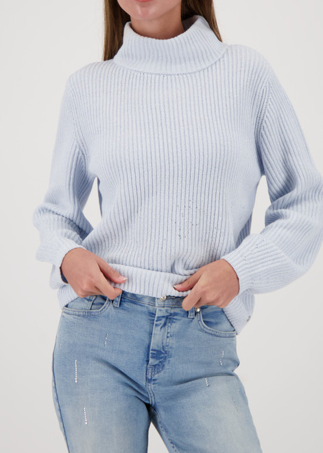 MONARI Blue Sweater With Rhinestones | 809509