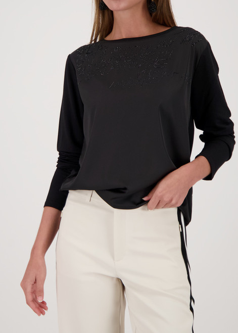 MONARI Black Blouse With Rhinestones | 809364