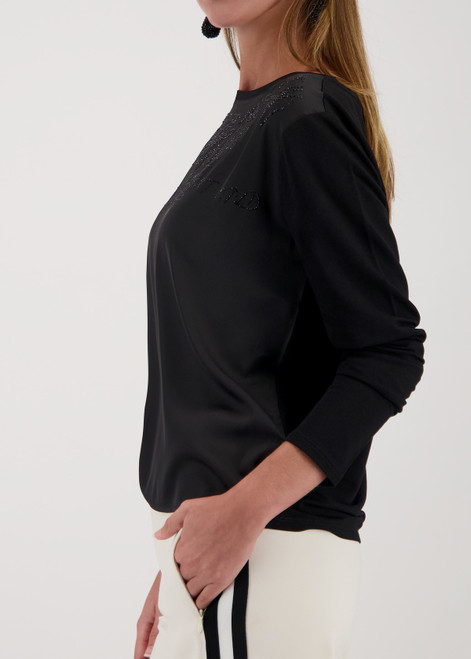 MONARI Black Blouse With Rhinestones | 809364