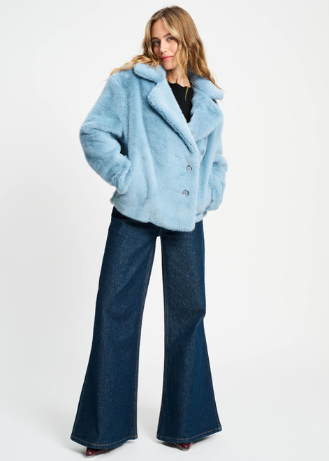POM AMSTERDAM Blue Coat - Fur Misty Blue | SP9371