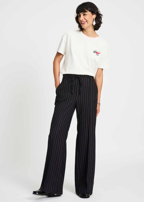 POM AMSTERDAM Black Pants - Noir Striped | SP9304