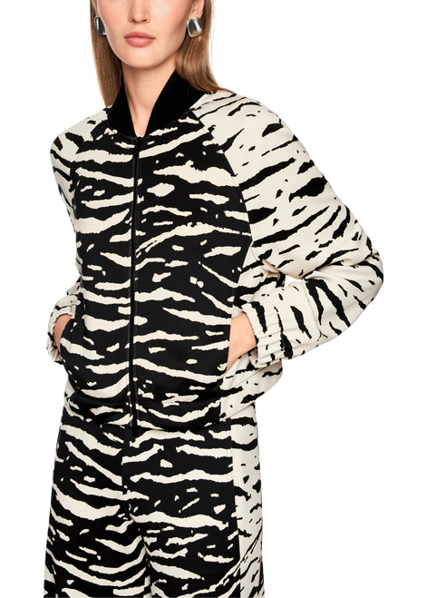 MARC CAIN SPORTS Black Blouson Jacket With Animal Print | AS 31.04 J03