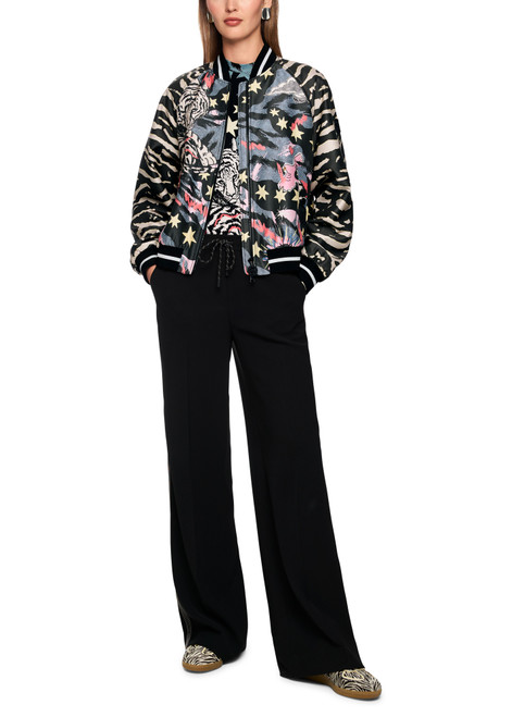 MARC CAIN SPORTS Black Blouson Jacket With Comic Print | AS 31.13 W23