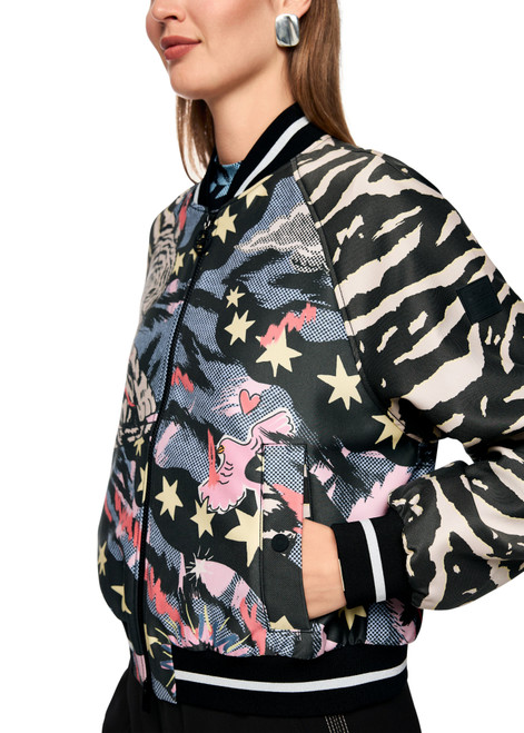 MARC CAIN SPORTS Black Blouson Jacket With Comic Print | AS 31.13 W23
