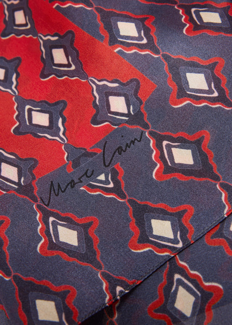MARC CAIN COLLECTIONS Aurora Red Silk Scarf With Diamond Pattern | AC B4.15 Z11