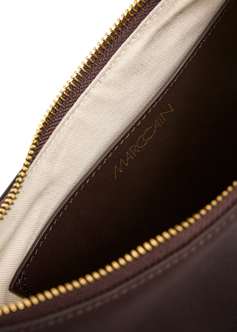 MARC CAIN COLLECTIONS Dark Wood Hobo Bag With Studs And Fringing | AC TK.01 L19