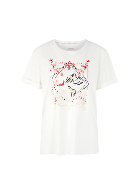 MARC CAIN COLLECTIONS Off-White T-Shirt With Motif Print | AC 48.10 J33