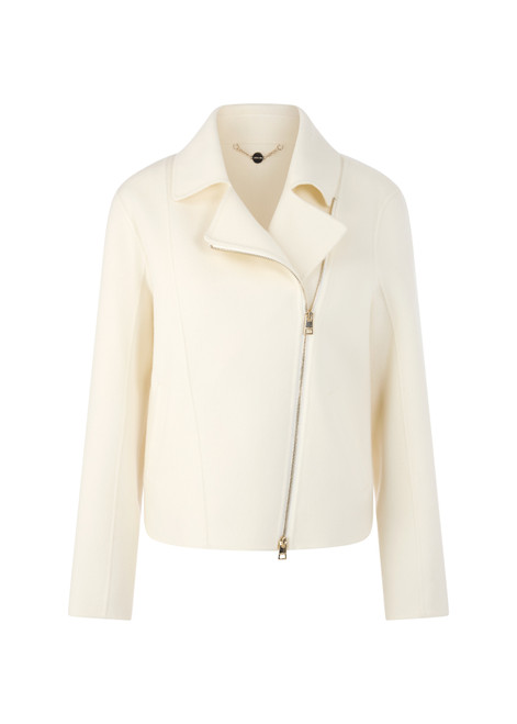 MARC CAIN COLLECTIONS Off-White Elegant Wool Jacket In The Biker Style | AC 12.01 W33