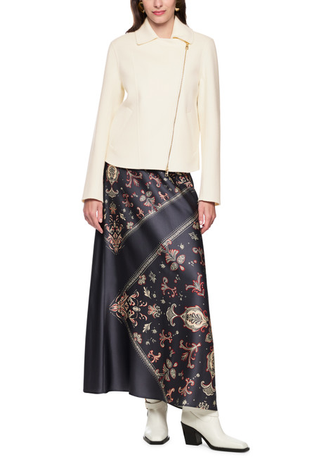 MARC CAIN COLLECTIONS Off-White Elegant Wool Jacket In The Biker Style | AC 12.01 W33