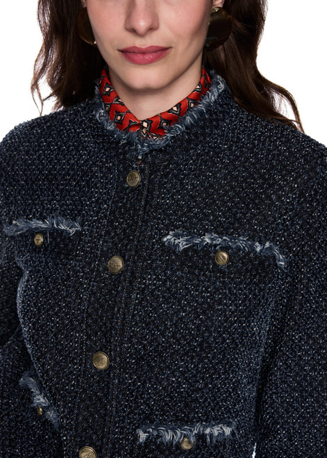 MARC CAIN COLLECTIONS Vintage Indigo Couture Jacket In Tweed Look | AC 31.02 D08