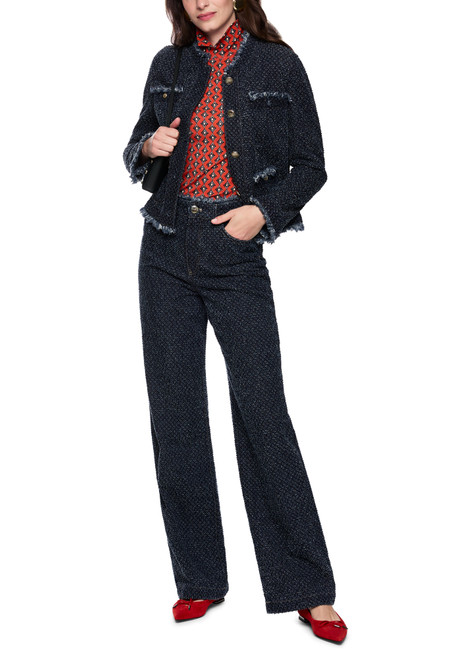 MARC CAIN COLLECTIONS Vintage Indigo Couture Jacket In Tweed Look | AC 31.02 D08
