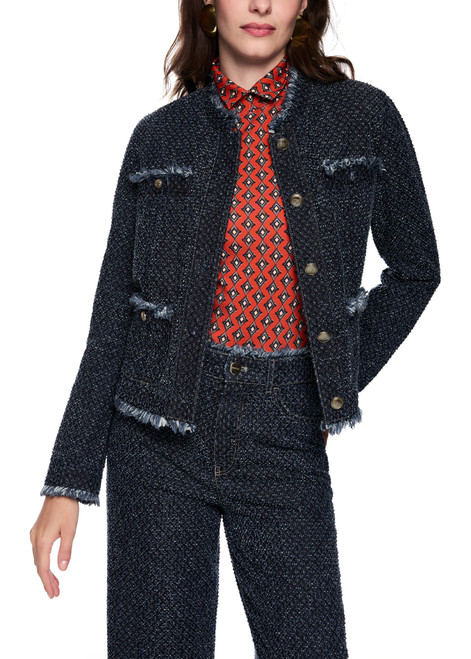 MARC CAIN COLLECTIONS Vintage Indigo Couture Jacket In Tweed Look | AC 31.02 D08