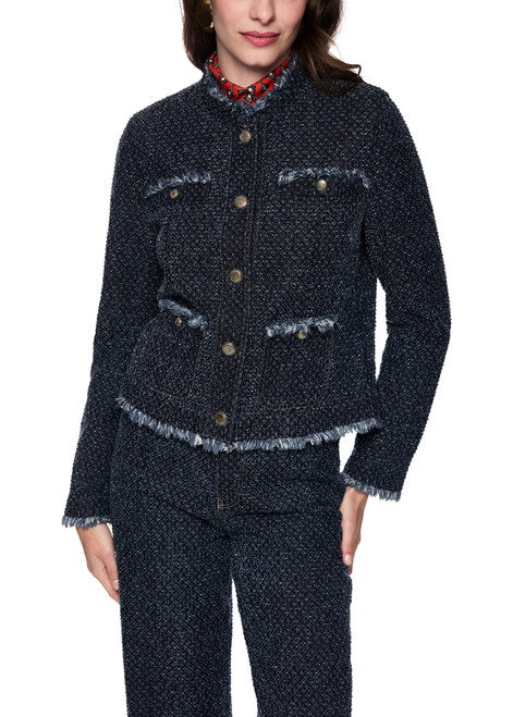MARC CAIN COLLECTIONS Vintage Indigo Couture Jacket In Tweed Look | AC 31.02 D08