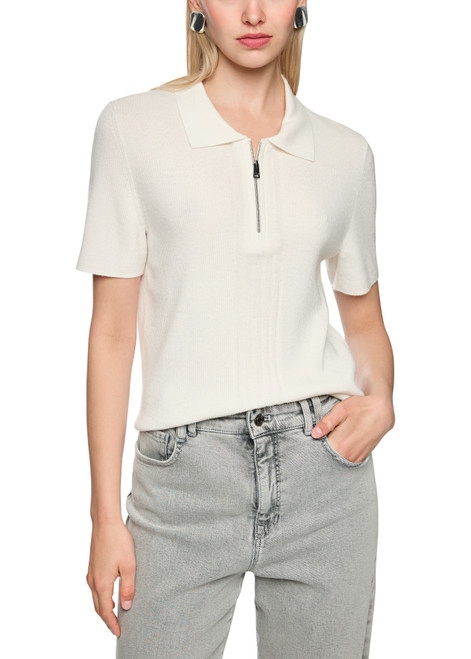 MARC CAIN SPORTS Off-White Rethink Together Knitted Polo Shirt | AS 53.10 M80